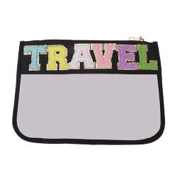 Klare Chenille Buchstaben Make Up Tasche Reise Kulturbeutel Kosmetiktaschen Aufbewahrung Oragenizer Für Frauen Und Mädchen Transparente Beutel Für Reisen von NRVTRE