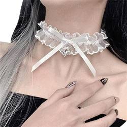 NRVTRE Lolit Choker Halskette Lace Choker Halskette Ribbon Choker Lolit Lace Collar Bows Choker Goth Choker Gothic Halskette Lace Choker Halskette von NRVTRE