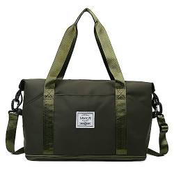 Leichte erweiterbare Reisetasche Weekender Carry on Overnight Bag mit Trocken- und Nass-Trennung Sport Tote Gym Bag Schultertasche für Frauen Wasserdicht, M-grün, Erweiterbar von NRW