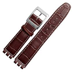 NRYCR 17mm 19mm Echtes Kalbsleder Handgelenk Strap Für Swatch Uhr Band Männer Frauen Alligator Muster Armband Uhrenarmband Zubehör, 19 mm, Achat von NRYCR