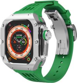 NRYCR 49 mm luxuriöses Uhrengehäuse aus Titnaiumlegierung, Gummi-Uhrenarmband mit Verschluss, DIY-Modifikationsset, für Apple Watch Ultra 2 Ultra 8 Serie, Ersatzzubehör, For Ultra 49mm, Achat von NRYCR