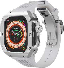 NRYCR 49 mm luxuriöses Uhrengehäuse aus Titnaiumlegierung, Gummi-Uhrenarmband mit Verschluss, DIY-Modifikationsset, für Apple Watch Ultra 2 Ultra 8 Serie, Ersatzzubehör, For Ultra2, Achat von NRYCR