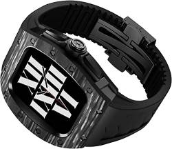 NRYCR Karbonfaser-Lünette mit Titangehäuse und Fluorkautschuk-Uhrenarmband, für Apple Watch Serie 8, 7, 45 mm, luxuriöses Modifikationsset, für iWatch SE 6, 5, 4, 44 mm, 45 mm, Achat von NRYCR