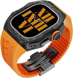NRYCR Uhrengehäuse aus Karbonfaser, Fluorkautschuk-Band, Mod-Kit, für Apple Watch Serie Ultra 2, 49 mm, Ersatzzubehör, für Herren und Damen, im RM-Stil, 49 mm, Achat von NRYCR