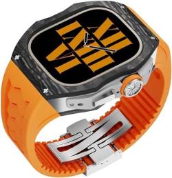 NRYCR Uhrengehäuse aus Karbonfaser, Fluorkautschuk-Band, Mod-Kit, für Apple Watch Serie Ultra 2, 49 mm, Ersatzzubehör, für Herren und Damen, im RM-Stil, 49 mm, Achat von NRYCR