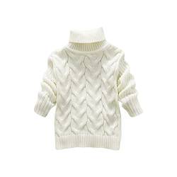Bequemer Pullover für Kinder Kleinkind Jungen Mädchen Winter Pullover Einfarbig Rollkragen Strickoberteil Stretch Shirt Für Babys Kleidung (White, 2-3 Years) von NSOT