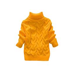 Bequemer Pullover für Kinder Kleinkind Jungen Mädchen Winter Pullover Einfarbig Rollkragen Strickoberteil Stretch Shirt Für Babys Kleidung (Yellow, 6-12 Months) von NSOT