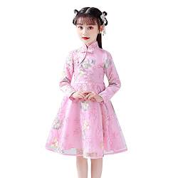 NSOT Kinder festliches Kleid Kleinkind Kinder Baby Mädchen Kinder Fee Hanfu Kleider Für Chinesische Kalender Neujahr Prinzessin Kleider Stickerei Tang Anzug Leistung Kostüme (Pink, 10-11 Years) von NSOT