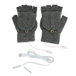 NSXAYIWE Beheizte Handschuhe, USB Electronic Flip Half Fingerless Gestrickte Doppelseitige Handschuhe Für Männer Frauen Für Kaltes Wetter(dunkelgrau) von NSXAYIWE