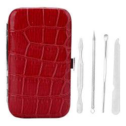 NSXAYIWE Nagel-Werkzeug-Set, 9-teilig, Tragbare Nagelknipser, Professionelles Pediküre-Werkzeug-Set, Edelstahl, Maniküre-Set, Maniküre-Schere, Pflege-Werkzeug-Set(Rot) von NSXAYIWE