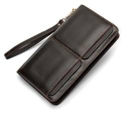 Geldbörsen Brieftasche, Kartenhalter, großes Fassungsvermögen, Leder-Geldbörsen mit Wristlet-Clutch, Unisex-Reißverschluss, Business-Münzengeldbörsen, in denen mehrere Münzen aufbewahrt werden können von NTIYOU