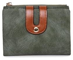 Geldbörsen Brieftasche Damen Leder Geldbörse Einfache Schnalle Kartenhalter Tragbare Dünne Münzgeldbörsen Kurze Mini-Münzen Tasche Reißfest Dauerhaft (Color : Green) von NTIYOU