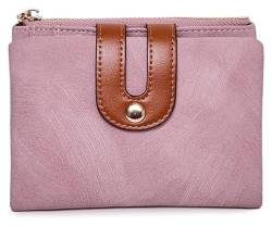 Geldbörsen Brieftasche Damen Leder Geldbörse Einfache Schnalle Kartenhalter Tragbare Dünne Münzgeldbörsen Kurze Mini-Münzen Tasche Reißfest Dauerhaft (Color : Pink) von NTIYOU