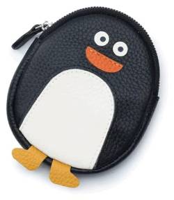 Geldbörsen Brieftasche Damen Ledergeldbörse Tragbarer Multifunktions-Kartenhalter Pinguin-Münzgeldbörsen Schlanke Münztasche mit großer Kapazität Unisex Dauerhaft (Color : Noir) von NTIYOU