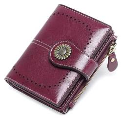 NTIYOU Geldbörsen Brieftasche Damen Leder Geldbörse Mode Kurz Student Kartenhalter Multifunktions Business Münzen Tasche Mini Geldbörsen Dauerhaft (Color : Purple, Size : 10x12.5cm) von NTIYOU