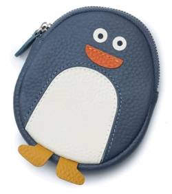 NTIYOU Geldbörsen Brieftasche Damen Ledergeldbörse Tragbarer Multifunktions-Kartenhalter Pinguin-Münzgeldbörsen Schlanke Münztasche mit großer Kapazität Unisex Dauerhaft (Color : Denim Blue) von NTIYOU