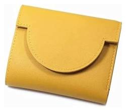 NTIYOU Geldbörsen Brieftasche Neue Damen-Leder-Geldbörse, modisch, Mini-Kurz-Kartenhalter, Vintage-Klapp-Münzgeldbörsen, einfache Snap-Münzen-Tasche Dauerhaft (Color : Yellow, Size : 10x12cm) von NTIYOU