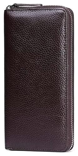 NTIYOU Geldbörsen Geldbörse, Leder-Geldbörse, lang, Visitenkartenhalter, großes Fassungsvermögen, Münzfach, minimalistisch, Unisex, reißfest Dauerhaft (Color : Black-1, Size : 10x20cm) von NTIYOU