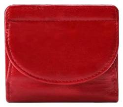 NTIYOU Geldbörsen Geldbörse Damen Ledergeldbörse Tragbarer RFID-Kartenhalter Bifold Kurze Münzgeldbörsen Unisex Münzfach Reißfest Dauerhaft (Color : Red, Size : 3.7 * 4.1in) von NTIYOU