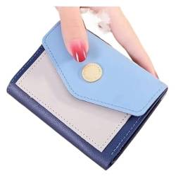 NTIYOU Geldbörsen Geldbörse Damen Pu-Leder Geldbörse Klein Schlank Kartenhalter Einfache Kurze Geldbörsen Klassische Münztasche Reißfest Dauerhaft (Color : Blue, Size : A) von NTIYOU