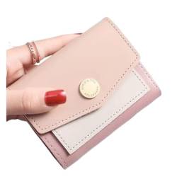 NTIYOU Geldbörsen Geldbörse Damen Pu-Leder Geldbörse Klein Schlank Kartenhalter Einfache Kurze Geldbörsen Klassische Münztasche Reißfest Dauerhaft (Color : Pink, Size : A) von NTIYOU