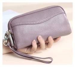 NTIYOU Geldbörsen Geldbörse Vintage Damen Leder Geldbörse Mode Großer Aufbewahrungskartenhalter Tragbare Klassische Münzbörsen Reißfest Dauerhaft (Color : Purple, Size : 9x17cm) von NTIYOU