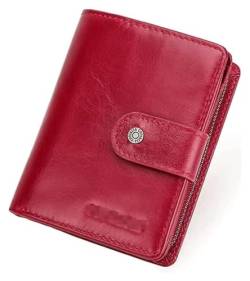 NTIYOU Geldbörsen Geldbörse aus Leder mit Münzfach, Kurze Kreditkarten-Geldbörse for Herren, gemeinsamer Kartenhalter, tragbar, Bandfenster, Münzgeldbörsen Dauerhaft (Color : Red, Size : 9.5x12cm) von NTIYOU