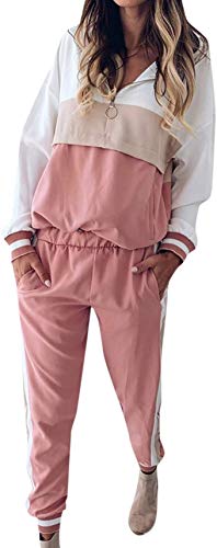 NTNY3 Damen Sportanzug Traingsanzug Jogginganzug Frauen 2 Stück Bekleidungsset Sport Hosen + Kapuzenpullover Fitnessstudio Workout Outfit Playsuit (Rosa, M) von NTNY3