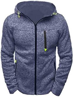 NTNY3 Herren Kapuzenpullover Sweatshirt Lässiges Full Zip Hooded Sweat Sweatjacke Hoodie Kapuzenjacke mit Reißverschluss (Blau, 2XL) von NTNY3