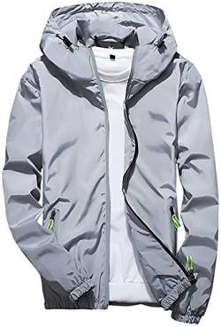 NTNY3 Herren Regen Jacke Outdoor Freizeitjacke Kapuze Regenjacke Wasserdicht Outdoorjacke Wanderjacke Packbare Regenmantel mit Kapuze (Grau 2, L) von NTNY3