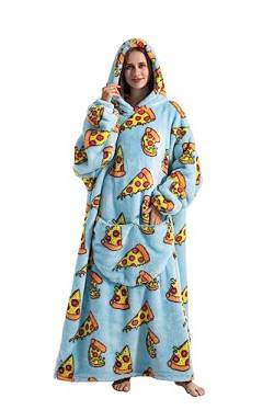 Lengthen Hoodie Decke, übergroß, ultraweich, warm, tragbar, Kapuzendecke, Sweatshirt, Einheitsgröße für alle Erwachsenen, Männer und Frauen, Pizza, One size von NUANHOM