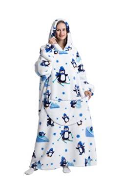 NUANHOM Lange Hoodie Decke mit Ärmeln, Übergroße Tragbare Decken Hoodie für Damen,Oversized Kuschelig Deckenpullover,Übergroße Sweatshirt Deckenhoodie Kuschelhoodie von NUANHOM