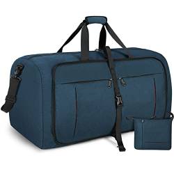 NUBILY Faltbare Reisetasche Groß 100L Sporttasche Herren Damen mit Schuhfach Leichter Reisetaschen Weekender Handgepäck Tasche Blau von NUBILY