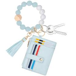 NUBYYA Schlüsselanhänger, RFID-Armband, Kartenhalter, Geldbörse, Schlüsselanhänger, Kartenetui, Schlüsselanhänger für Damen, Blau, Small, Classic von NUBYYA