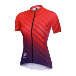 NUCKILY Damen Atmungsaktiv Schnelltrocknend Radtrikots Radfahren Jersey Fahrradtrikot Outdoor Kurzarm Radsport-Shirt Mit 3 Taschen von NUCKILY