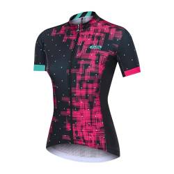 NUCKILY Damen Atmungsaktiv Schnelltrocknend Radtrikots Radfahren Jersey Fahrradtrikot Outdoor Kurzarm Radsport-Shirt Mit 3 Taschen von NUCKILY