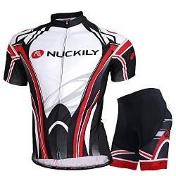 NUCKILY Fahrradbekleidung Herren Set | Radtrikot Herren Kurzarm Elastisch Atmungsaktiv schnell trocknend | Radhose mit 3D Gel-Polster | Fahrradbekleidung für Radsport von NUCKILY