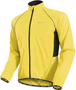 NUCKILY Herren Fahrradjacke Leichte Anti-UV Jersey Winddicht Wasserabweisend Mantel Laufen Windbreaker Regenmantel Outdoor Sportbekleidung (MJ004-Gelb, Large=Chest 42.1) von NUCKILY