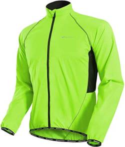 NUCKILY Herren Fahrradjacke Leichte Anti-UV Jersey Winddicht Wasserabweisend Mantel Laufen Windbreaker Regenmantel Outdoor Sportbekleidung (MJ004 Neongrün, Large=Chest 42.1) von NUCKILY