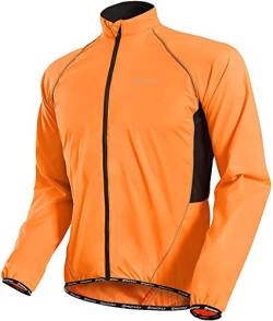 NUCKILY Herren Fahrradjacke Leichte Anti-UV Jersey Winddicht Wasserabweisend Mantel Laufen Windbreaker Regenmantel Outdoor Sportbekleidung (MJ004 Orange, Medium=Chest 40.9) von NUCKILY