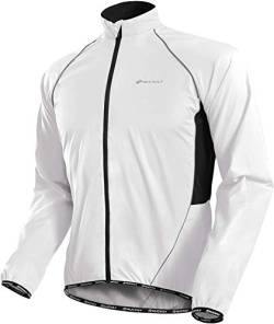 NUCKILY Herren Fahrradjacke Leichte Anti-UV Jersey Winddicht Wasserabweisend Mantel Laufen Windbreaker Regenmantel Outdoor Sportbekleidung (MJ004-Weiß, Large=Chest 42.1) von NUCKILY