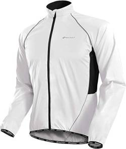 NUCKILY Herren Fahrradjacke Leichte Anti-UV Jersey Winddicht Wasserabweisend Mantel Laufen Windbreaker Regenmantel Outdoor Sportbekleidung (MJ004-Weiß, XX-Large=Chest 44.9) von NUCKILY