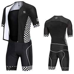 NUCKILY Herren Gepolsterter Prämium Pro Triathlon Tri Anzug Kompression Ärmellos Kurzarm Duathlon Laufen Schwimmen Fahrradfahren Skinsuit von NUCKILY