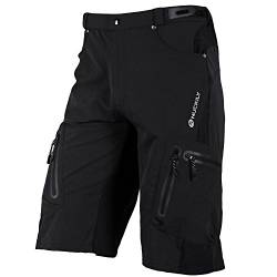 NUCKILY Herren Kurze Hosen, Männer Fahrradhose, Atmungsaktiv Radhose, Schnelltrocknende MTB Hose - Wasserabweisend Outdoor Hosen/Wanderhose, Schwarz Size M von NUCKILY