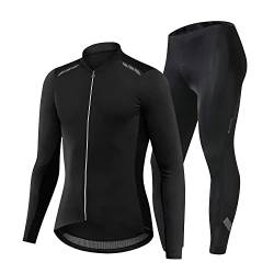 NUCKILY Herren Langarm Radtrikot Set Radsportanzüge mit 3D Gel Gepolsterten Fahrradhosen Fahrradbekleidung Set von NUCKILY