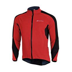 NUCKILY Herren Radsport Jacken Langarm Radsportanzüge Radtrikot Radfahren Kleidung Langärmeliges Fahrradtrikot mit Thermofleecefutterfür Herbst/Winter Mit 3 Taschen (L, Red) von NUCKILY