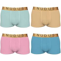 NUDUS Herren Bambus 2 Beutel Unterwäsche – 4 Stück Geschenkbox Slips – Boxershorts, Trunks-a, Small von NUDUS UNDERWEAR