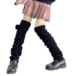 Harajuku Japanische Lolita Beinwärmer Frauen Gothic Knit Lange Socken Leggings Gamaschen Knie Goth Winter Manschette Knöchel Heap Sock, Ball schwarz lang, Einheitsgröße von NUFIWI