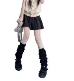 NUFIWI Harajuku Japanische Lolita Beinstulpen Gothic Strick Lange Socken Leggings Gamaschen Knie Gothic Winter Manschette Knöchel Heap Socke, A Schwarz, Einheitsgröße von NUFIWI
