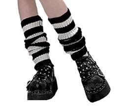 NUFIWI Harajuku Japanische Lolita Beinstulpen Gothic Strick Lange Socken Leggings Gamaschen Knie Gothic Winter Manschette Knöchel Heap Socke, A gestreift, Einheitsgröße von NUFIWI